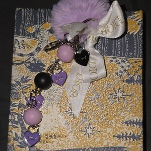 Dior Keychain with Lavender and Black Accents